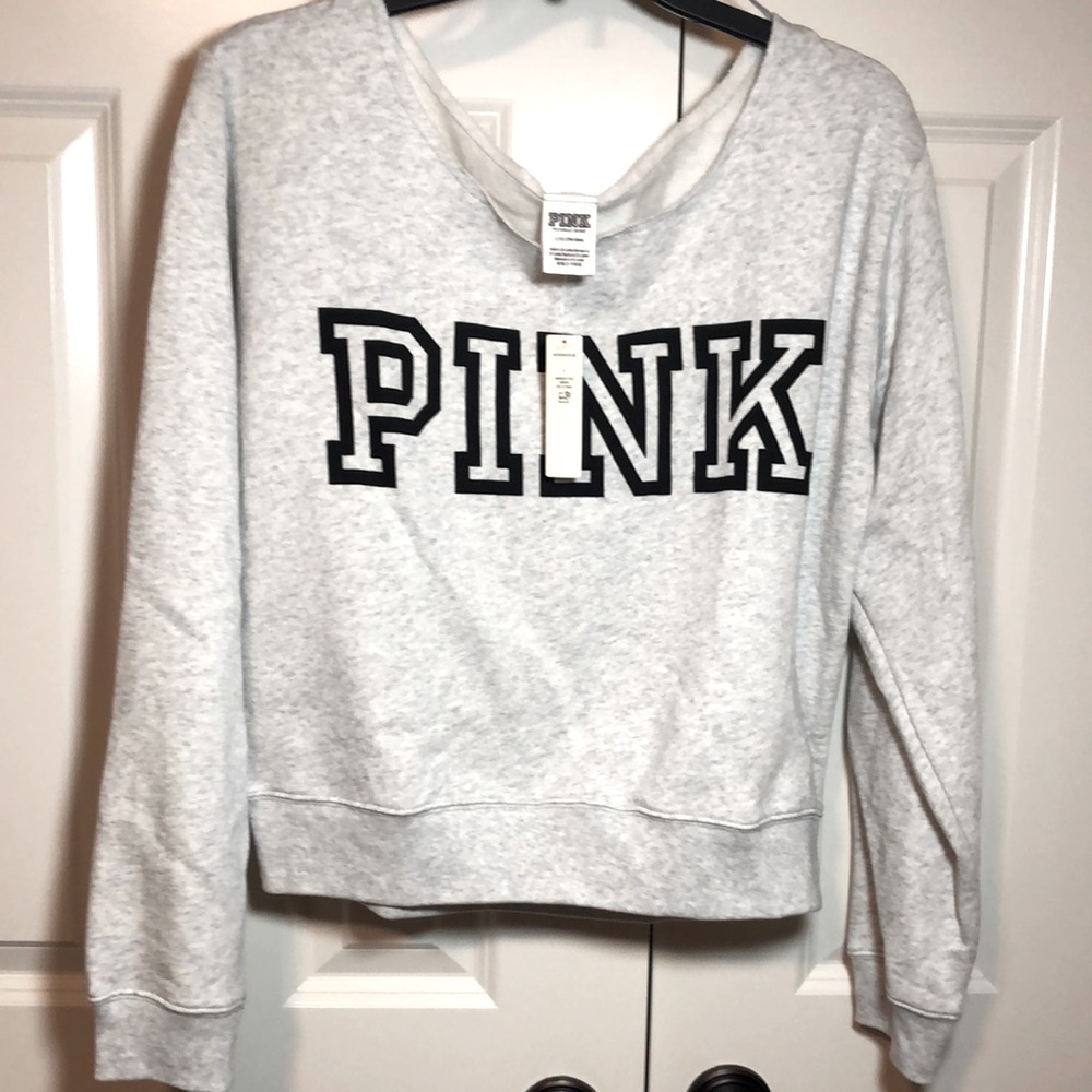 NWT Pink Victoria’s Secret Gray Sweatshirt size L